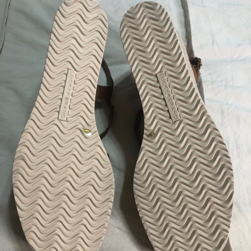 Lucky Brand brand new leather Carolina strappy espadrille wedge sandals 9.5 - Picture 6 of 9